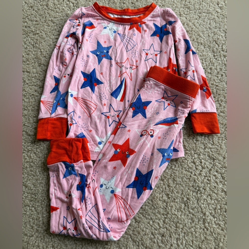 Little Sleepies Pink and Red Star Pajama Top